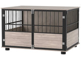 80cm Furniture Style Dog Crate Dog Cage End Table Indoor with 3 Doors Soft Washable Cushion, for T3398P349628