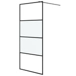 Walk-in Shower Wall Black 90x195 cm Half Frosted ESG Glass 152126