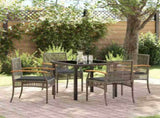 Garden Dining Set with Cushion 5 pcs Grey and Black Rattan 3380821