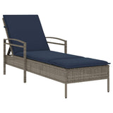 Sun Lounger Reclining Grey 63 x 200 x 81 cm Poly rattan 368305