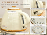 3000W 1.7L Rapid Boil Kettle & 4 Slice Toaster, Kettle and Toaster Set with 7 Browning Controls and T3398P343449