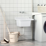 Sink Washbasin for Wall Mounting White 50x35x24 cm Resin 4002794