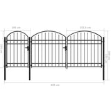 Garden Fence Gate with Arched Top 200 x 400 cm Steel 144368