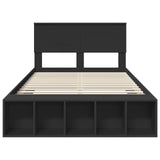 Bed Frame with Shelf Manual Black 120 x 190 cm Engineered Wood 3408383