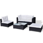 5 Piece Garden Lounge Set with Cushions Poly Rattan Black 42740