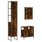3 Piece Bathroom Furniture Set Smoked Oak Engineered Wood 3214797