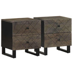 ZNTS Bedside Cabinets 2 pcs Black 40x33x46 cm Solid Wood Mango 4017683