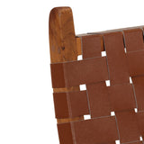 Folding Relaxing Chair Brown Real Leather 356376