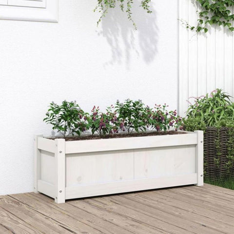 Garden Planter White 90x31x31 cm Solid Wood Pine 837451