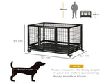 36" Heavy Duty Metal Dog Crate Pet Cage with Tray Wheeled Dog Kennel - Black T3398P376419