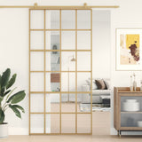 Sliding Door Gold 102.5x205 cm Clear ESG Glass and Aluminium 155174