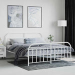 Metal Bed Frame without Mattress with Footboard White 160x200cm 353705