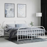 Metal Bed Frame without Mattress with Footboard White 160x200cm 353705