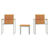 Sun Lounger 3 pcs Solid Acacia Wood and Stainless Steel Brown 3334838