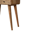 Solid Wood Mini Curved Oak-ish Console Table, 2 Drawers and Open Slot, Brown B2743P402987