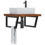 Basin Shelf Wall Mounted Steel and Solid Wood Oak 3302499