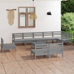 ZNTS 10 Piece Garden Lounge Set Solid Wood Pine Grey 3082911