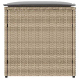 Cushion Box with Storage Beige 50 x 50 x 50 cm Poly Rattan 365411