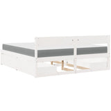 Bed with Drawers and Mattress White 180x200 cm Super King Solid Wood Pine 3281890