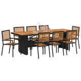 Garden Dining Set 9 pcs Black and Brown Poly Rattan 3365446