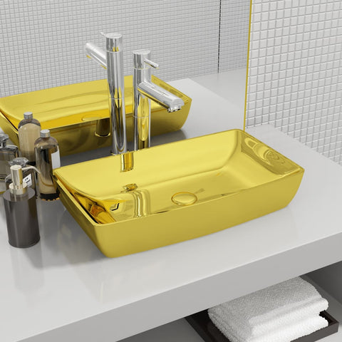Wash Basin 71x38x13.5 cm Ceramic Gold 143480