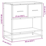Bedside Cabinet Brown Oak 60x31x60 cm Engineered Wood and Metal 848698