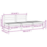 Garden Sofa White Solid pine wood 3-seater Modular Garden Sofa 838034