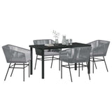 Garden Dining Set with Cushion 5 pcs Grey Powder-Coated Steel 3380934