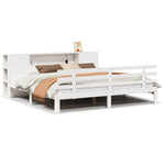 ZNTS Bookcase Bed without Mattress White 200x200cm Solid Wood Pine 3322719