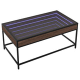Coffee Table with Infinity LED Brown Oak 90x50x41 cm 847691