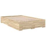 Bed Frame with Drawer Brown 140 x 200 cm Engineered Wood 3345121