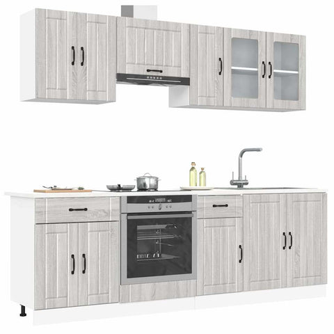 ZNTS 8 Piece Kitchen Cabinet Set Kalmar Grey Sonoma Engineered Wood 3314837