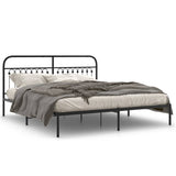 Metal Bed Frame without Mattress with Headboard Black 183x203cm 376604