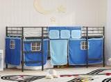 Kids'Loft Bed Frame with Curtains Black and Blue 100 x 190 cm 42020798