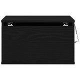 ZNTS Bedside Cabinets with LED Lights 2 pcs Wall-Mounted Black Oak 863083