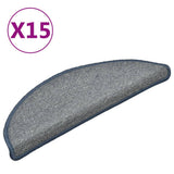 Stair Mats 15 pcs 56x17x3 cm Light Grey and Blue Half Round 322374