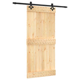 Sliding Door Natural and Black 95 x 210 cm Solid Pine Wood 3445065
