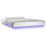 LED Bed Frame without Mattress White Super King Solid Wood 819988