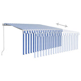 Manual Retractable Awning with Blind 3x2.5m Blue&White 3069256