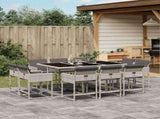 11 Piece Garden Dining Set with Cushions Light Grey Poly Rattan 3211391