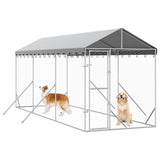 Outdoor Dog Kennel with Roof Silver 2x6x2.5 m Galvanised Steel 3190483