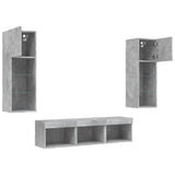 5 Piece TV Wall Units with LED Concrete Grey Engineered Wood 3216600
