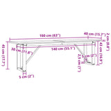 Coffee Table O-Frame 160x40x45 cm Solid Wood Pine and Steel 3282668