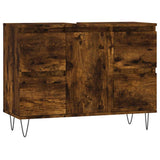 Bathroom Cabinet Smoked Oak 80x33x60 cm Engineered Wood 831657