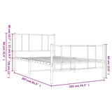 Metal Bed Frame without Mattress with Footboard White 100x200cm 352542