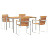 Garden Dining Set 5 pcs Solid Teak Wood and Stainless Steel 3334823