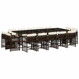 15 Piece Garden Dining Set with Cushions Brown Poly Rattan 3211773