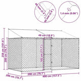 Dog Cage with Roof Silver 400 x 200 x 256 cm Steel and PE 3368301