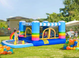 Kids Bounce Castle Inflatable House with Trampoline Pool Climbing Wall with Inflator Carrybag, 2.8 x T3398P348065