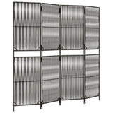 Room Divider 4 Panels Grey Poly Rattan 365378